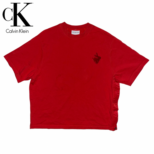 Calvin Klein velvet Bunny T-Shirt Red