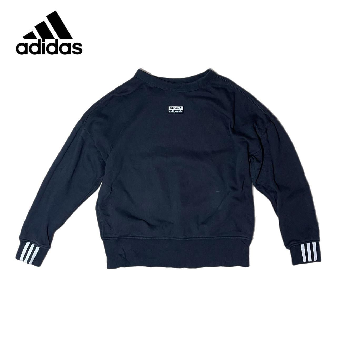 Adidas Black Three Stripe Crewneck