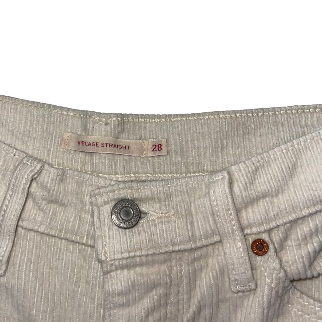 Levi's Ribcage Straight Corduroy Jeans White