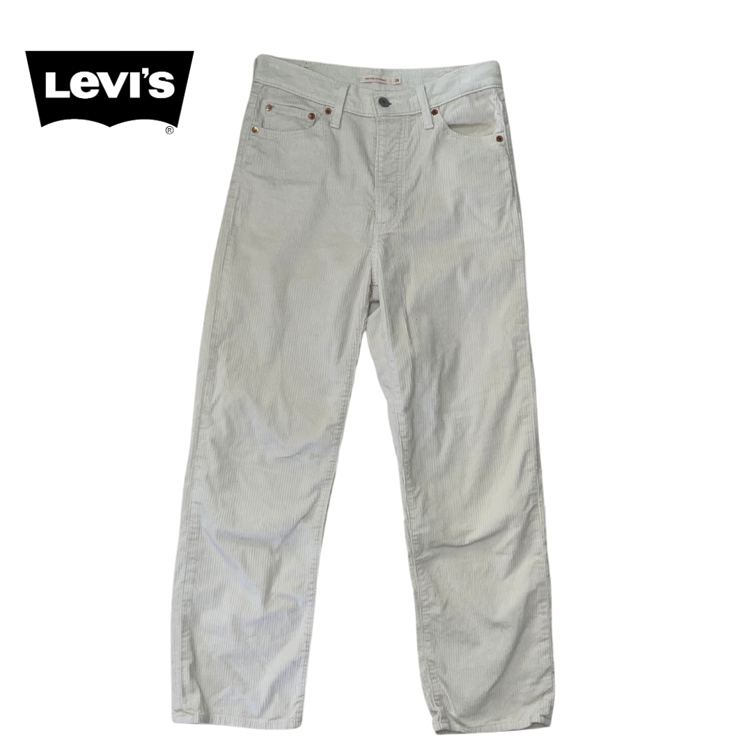 Levi's Ribcage Straight Corduroy Jeans White