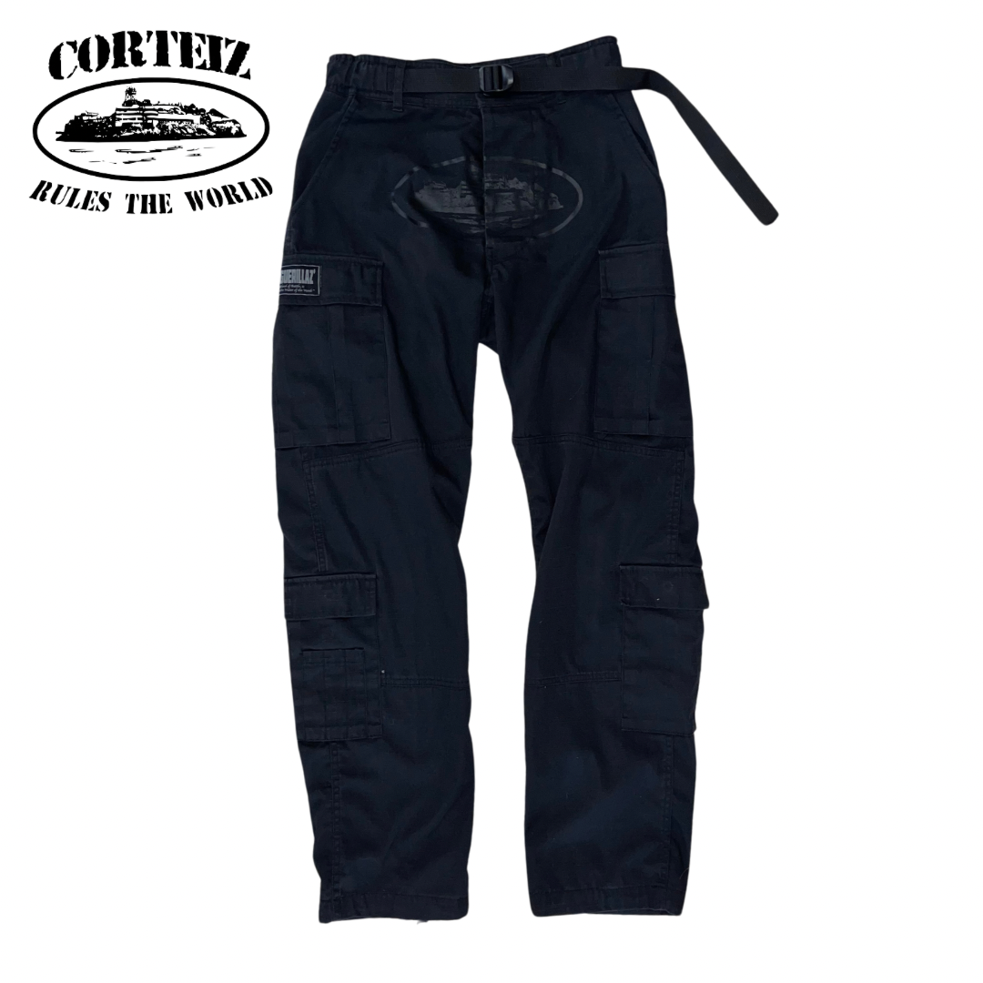 Corteiz Cargo Pants Black On Black